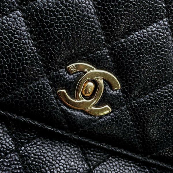 シャネル ハンドバッグ マトラッセ ココマーク キャビアスキン A12397 CHANEL ハンドルバッグ ケリー型 黒