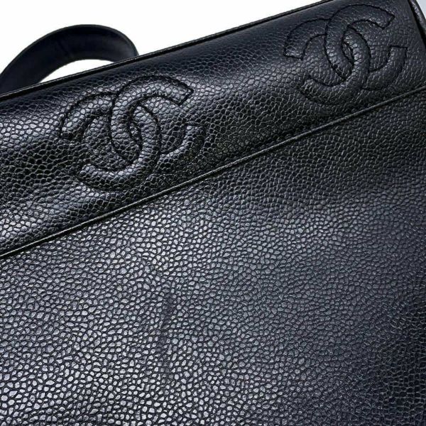 シャネル チェーントートバッグ トリプルココ キャビアスキン CHANEL バッグ ショルダーバッグ 黒