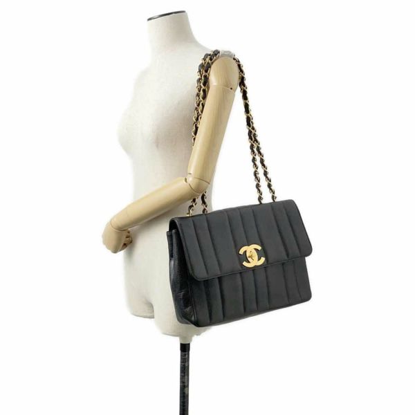 シャネル チェーンショルダーバッグ マドモアゼル ココマーク キャビアスキン CHANEL バッグ 黒