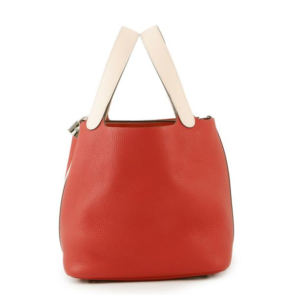 エルメス ピコタンロックMM ルージュトマト/ローズエグランタイン/シルバー金具 トリヨンクレマンス/スイフト X刻印