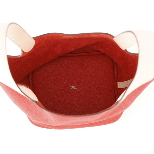 エルメス ピコタンロックMM ルージュトマト/ローズエグランタイン/シルバー金具 トリヨンクレマンス/スイフト X刻印