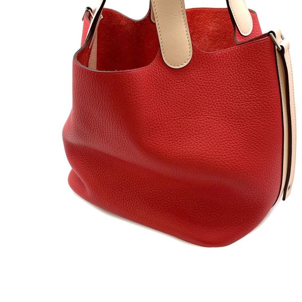 エルメス ピコタンロックMM ルージュトマト/ローズエグランタイン/シルバー金具 トリヨンクレマンス/スイフト X刻印