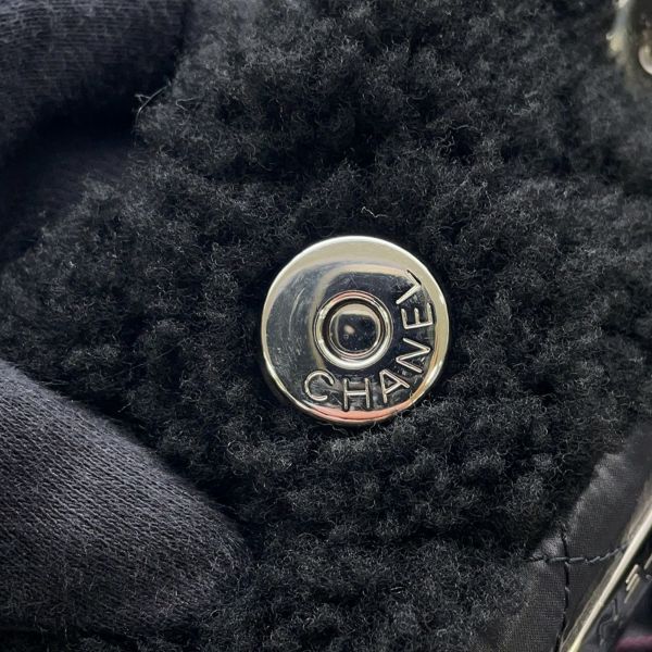 シャネル トートバッグ ココマーク ココネージュ ツイード ムートン AS0981 CHANEL バッグ 巾着バッグ 黒