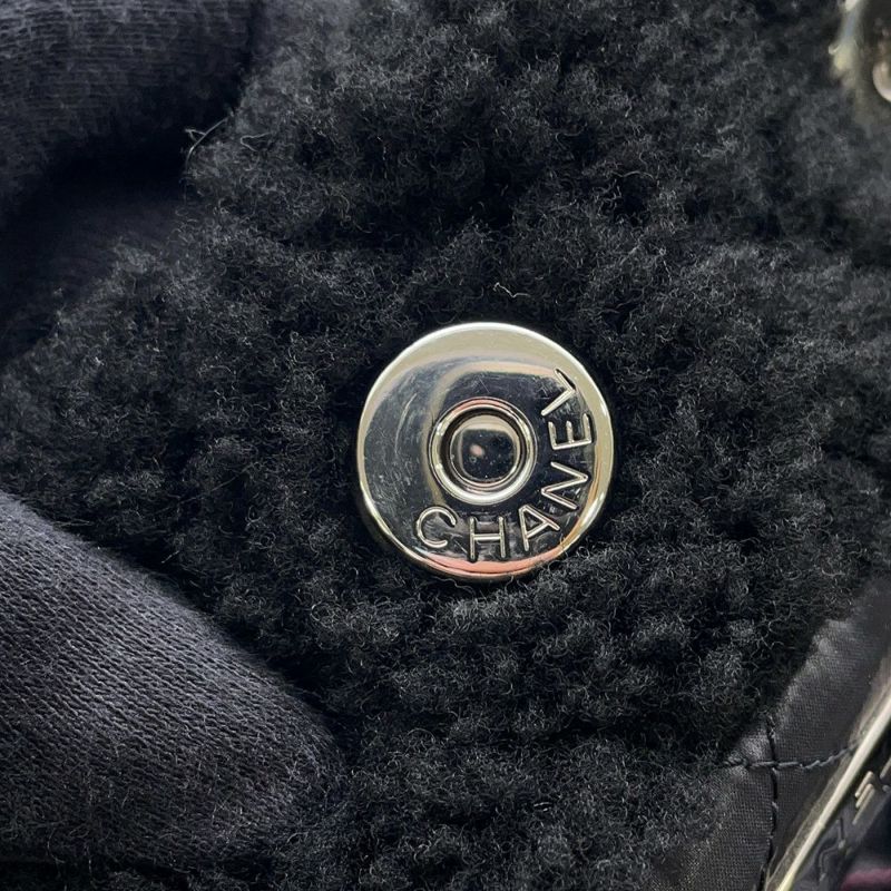 シャネル トートバッグ ココマーク ココネージュ ツイード ムートン AS0981 CHANEL バッグ 巾着バッグ 黒