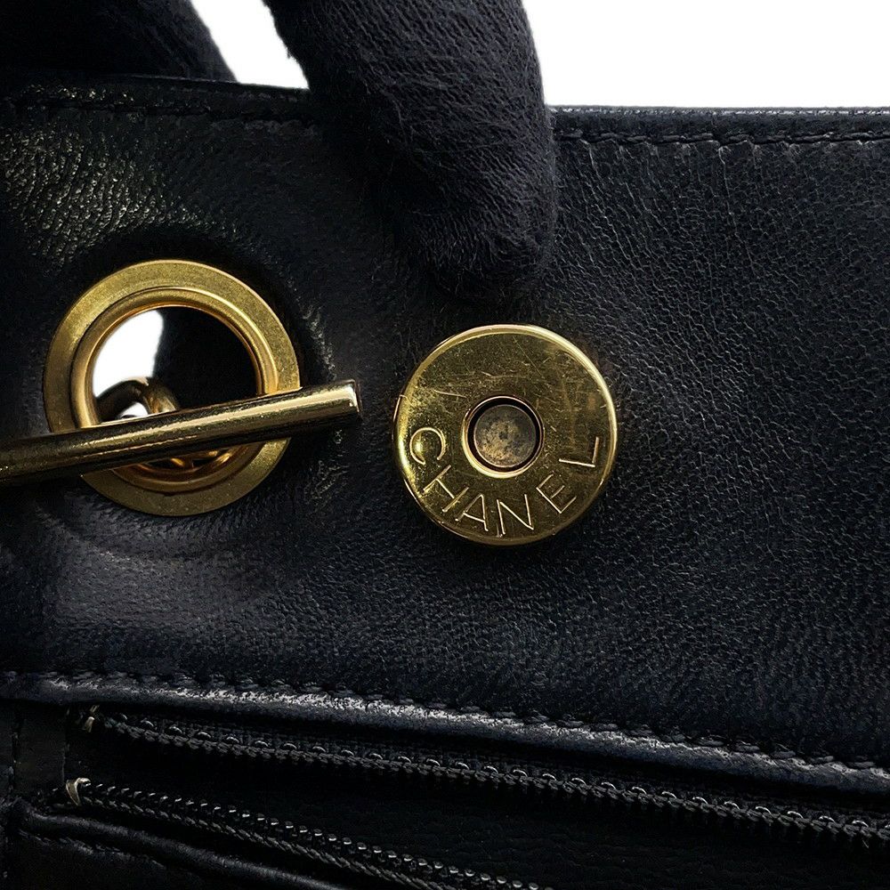 シャネル チェーントートバッグ ココマーク ラムスキン CHANEL バッグ 黒