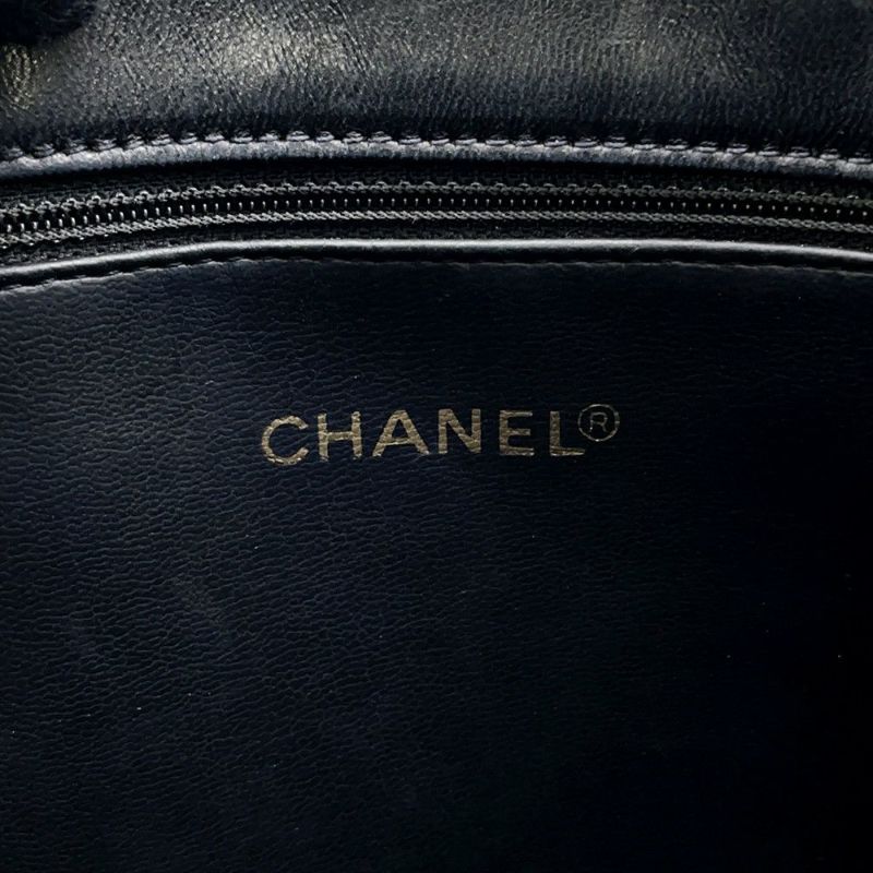 シャネル チェーントートバッグ ココマーク ラムスキン CHANEL バッグ 黒