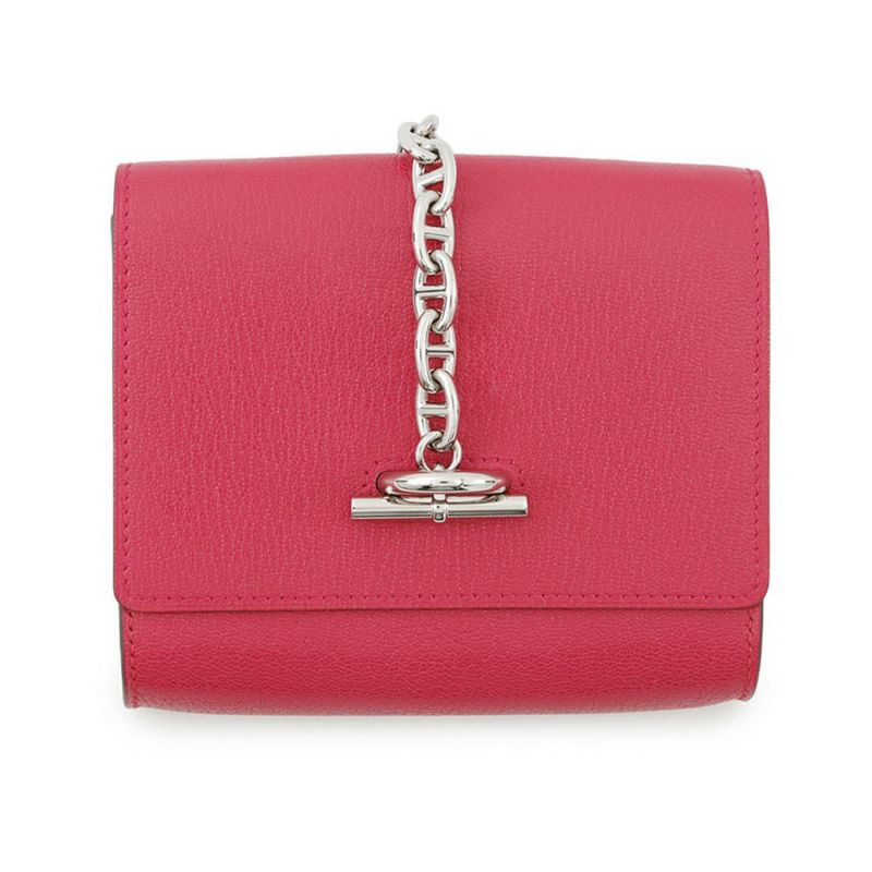 エルメス ショルダーウォレット シェーヌダンクル コンパクト ローズエクストリーム/シルバー金具 シェブルシャムキラ B刻印 財布