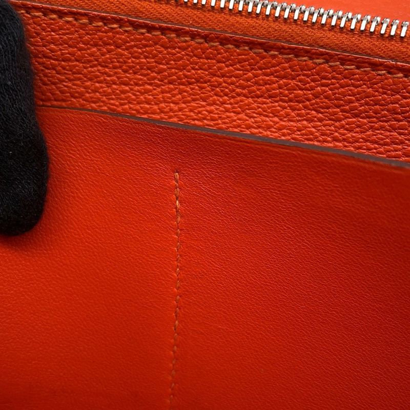 エルメス 長財布 ケリーウォレット ロング オレンジ/シルバー金具 シェブルミゾル □Q刻印