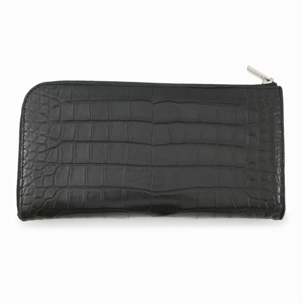 エルメス 長財布 リミックス コンバイン ブラック/シルバー金具 アリゲーターマット C刻印 HERMES 財布 黒