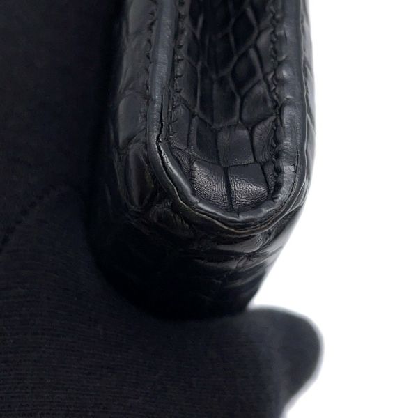 エルメス 長財布 リミックス コンバイン ブラック/シルバー金具 アリゲーターマット C刻印 HERMES 財布 黒