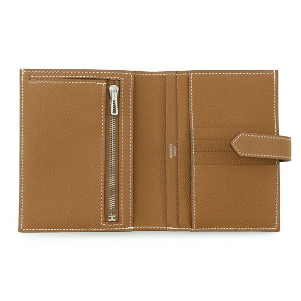 エルメス 二つ折り財布 ベアンコンパクト ゴールド/シルバー金具