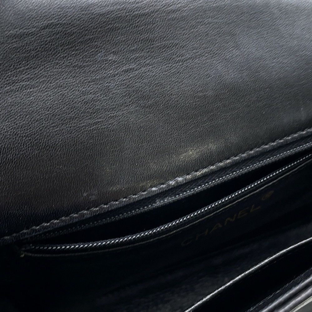 シャネル ショルダーバッグ フルフラップ マトラッセ ココマーク ラムスキン CHANEL バッグ 黒