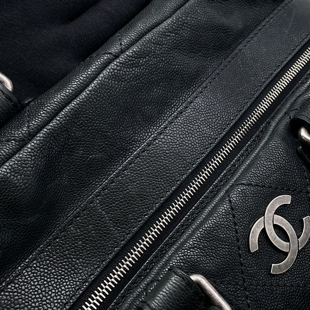 シャネル ボストンバッグ ワイルドステッチ マトラッセ ココマーク キャビアスキン A33045 CHANEL バッグ 黒