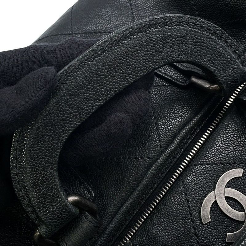 シャネル ボストンバッグ ワイルドステッチ マトラッセ ココマーク キャビアスキン A33045 CHANEL バッグ 黒