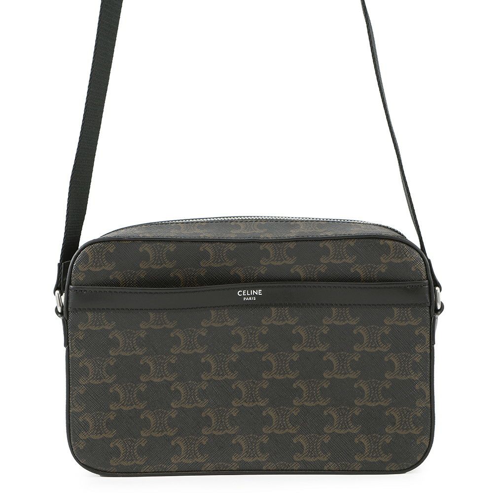 セリーヌ ショルダーバッグ トリオンフ メッセンジャーバッグ PVC/レザー CELINE 黒