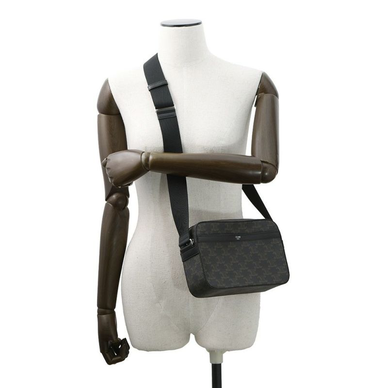 セリーヌ ショルダーバッグ トリオンフ メッセンジャーバッグ PVC/レザー CELINE 黒