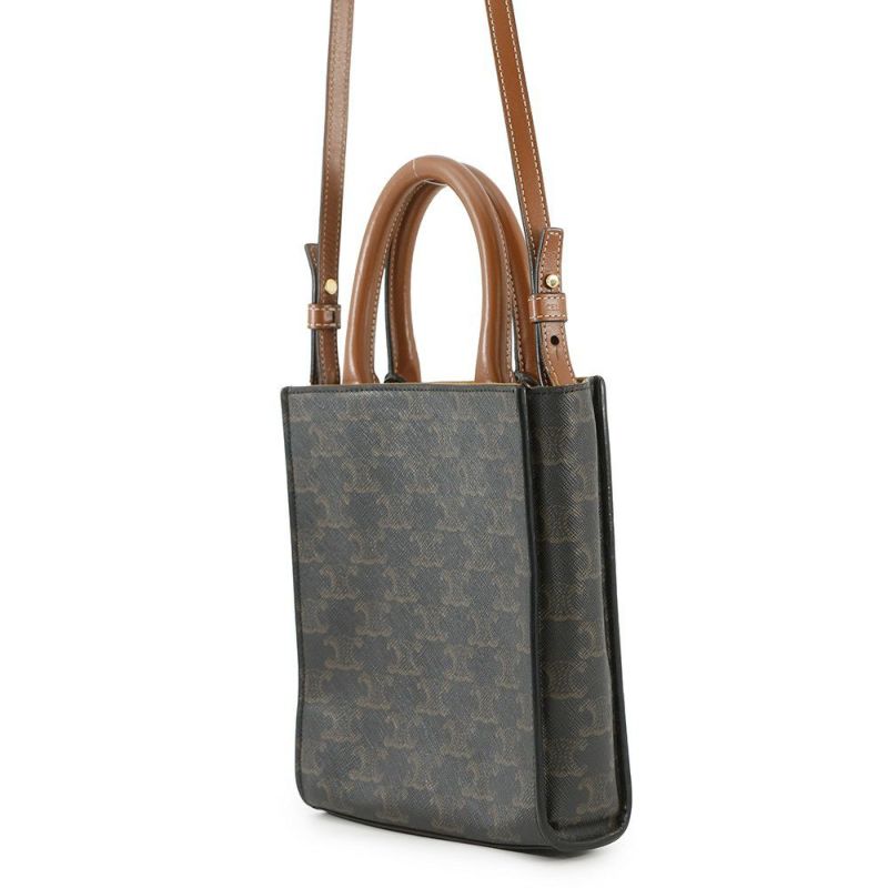 セリーヌ ハンドバッグ トリオンフ ミニ バーティカル カバ 194372 CELINE 2way ブラウン