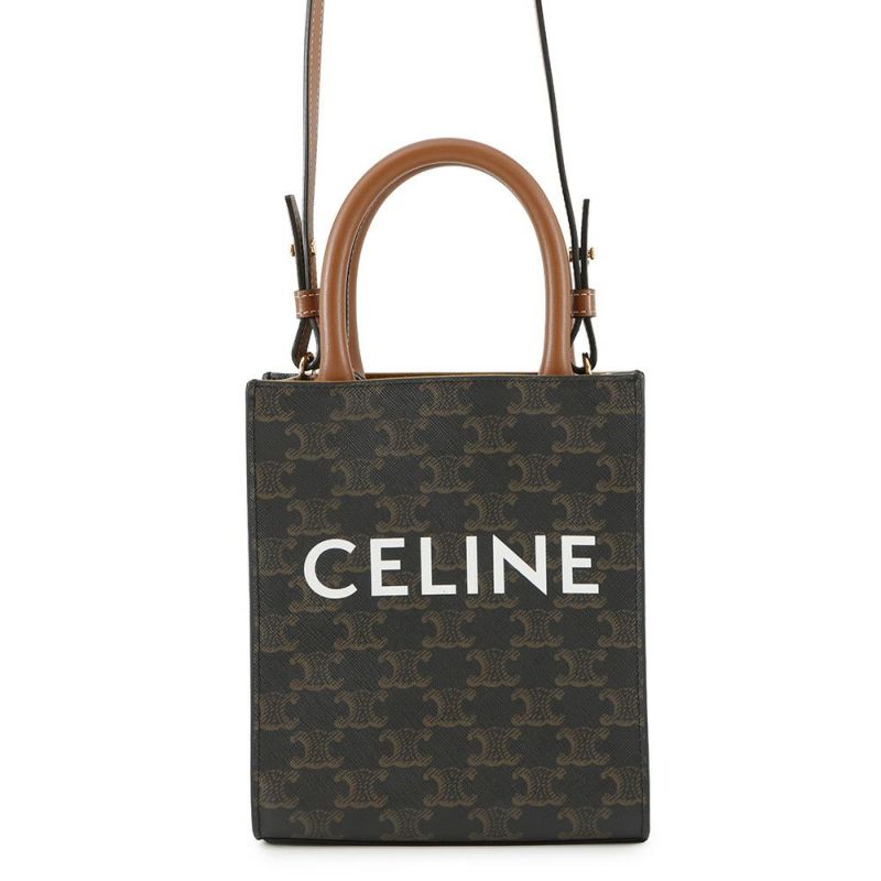 セリーヌ ハンドバッグ トリオンフ ミニ バーティカル カバ 194372 CELINE 2way ブラウン