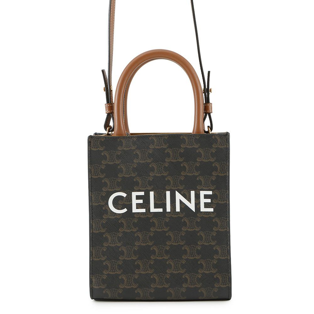 セリーヌ ハンドバッグ トリオンフ ミニ バーティカル カバ 194372 CELINE 2way ブラウン