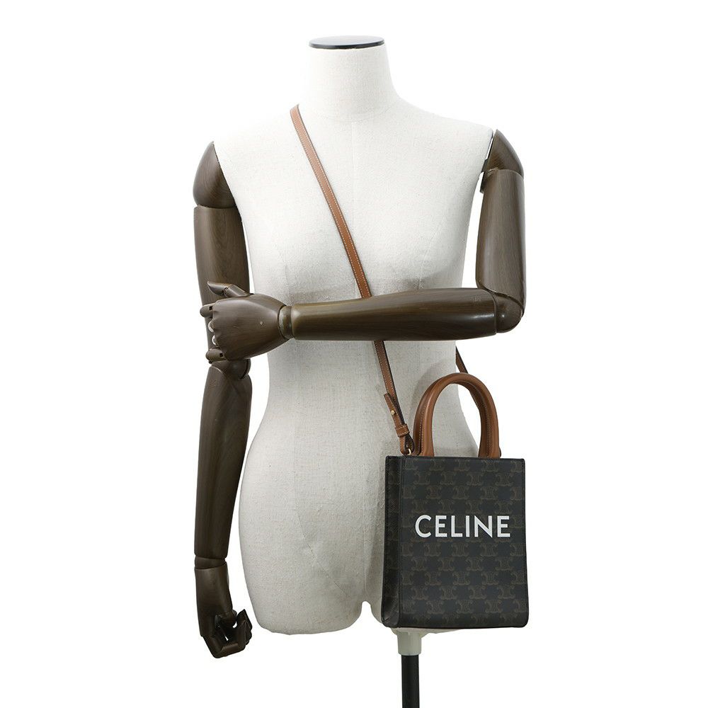セリーヌ ハンドバッグ トリオンフ ミニ バーティカル カバ 194372 CELINE 2way ブラウン
