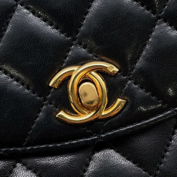 シャネル マトラッセ ハーフムーン チェーンショルダーバッグ ココマーク ラムスキン CHANEL バッグ 黒