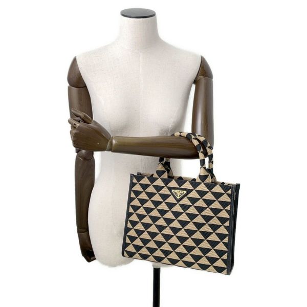 プラダ シンボル エンブロイダリーファブリック スモールハンドバッグ サフィアーノ 1BA354 PRADA 2wayショルダー 黒
