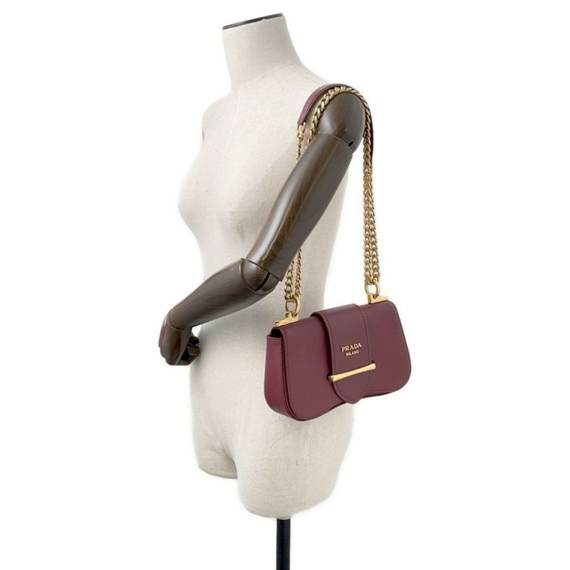 プラダ シドニー チェーンショルダーバッグ ロゴ レザー 1BD219 PRADA バッグ