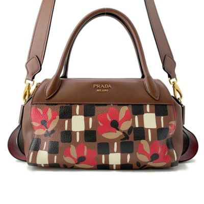 ◯PRADA プラダ ボーリングバッグ ハンドバッグ レザー 色 白 黒 PRADA プラダ ボウリングバッグ ホワイト ブラック レザー