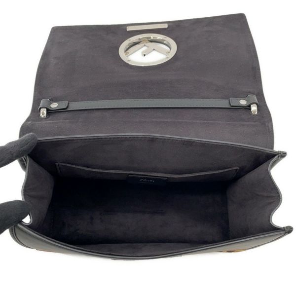 フェンディ ショルダーバッグ キャナイエフ レザー/ベルベット ズッカ柄 8BT284 FENDI ２Way ハンドバッグ 黒