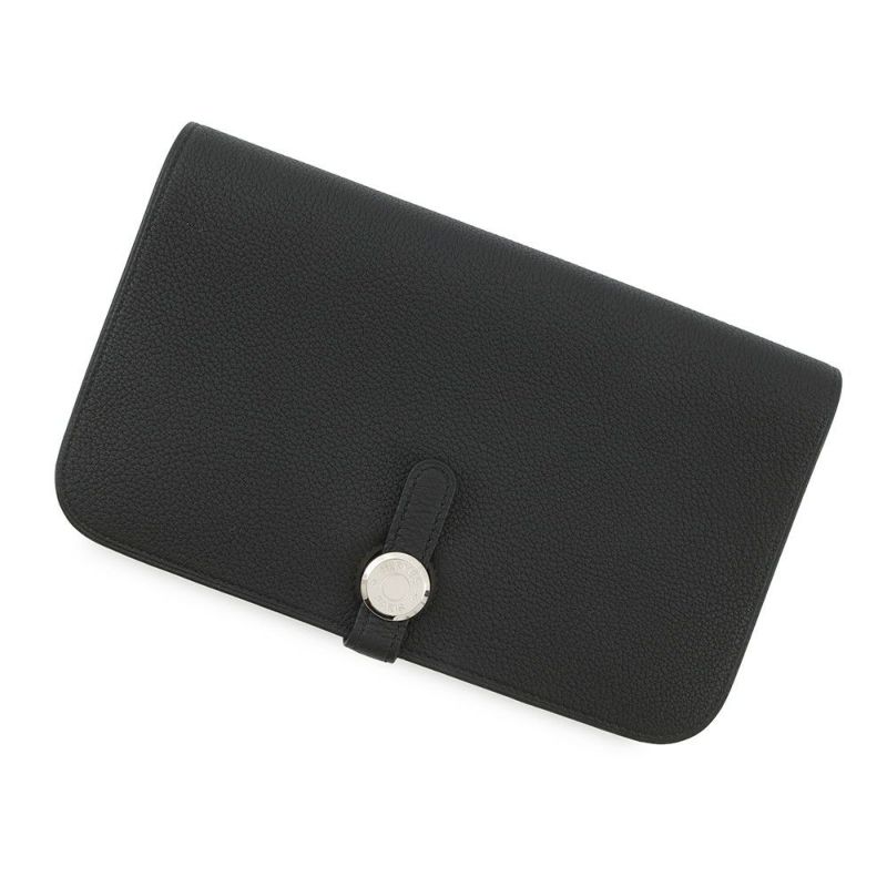 エルメス 長財布 ドゴンロング GM ブラック/シルバー金具 エバーカラー B刻印 HERMES 財布 黒