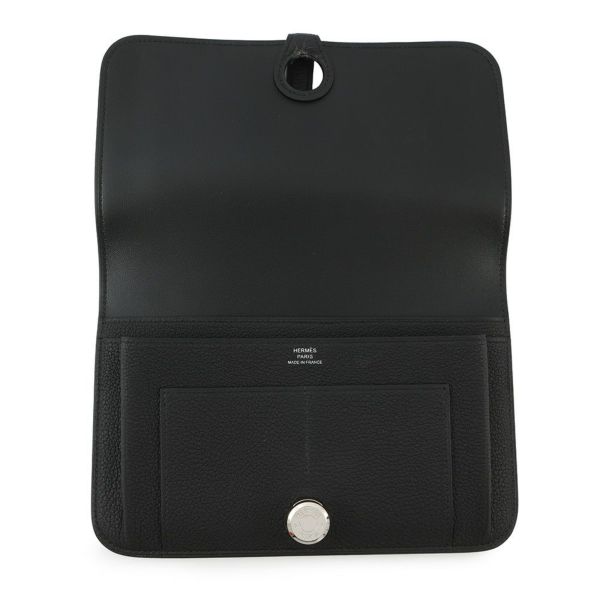 エルメス 長財布 ドゴンロング GM ブラック/シルバー金具 エバーカラー B刻印 HERMES 財布 黒