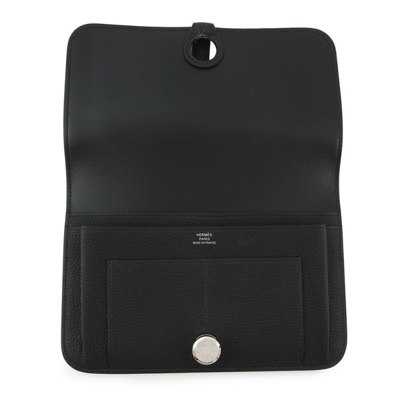 エルメス 長財布 ドゴンロング GM ブラック/シルバー金具 エバーカラー B刻印 HERMES 財布 黒