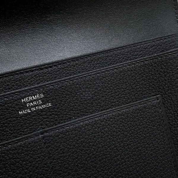 エルメス 長財布 ドゴンロング GM ブラック/シルバー金具 エバーカラー B刻印 HERMES 財布 黒