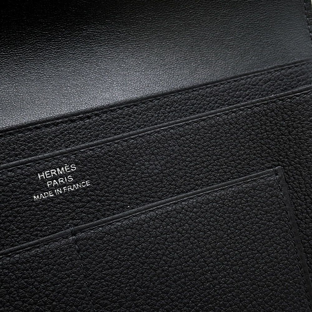 エルメス 長財布 ドゴンロング GM ブラック/シルバー金具 エバーカラー B刻印 HERMES 財布 黒