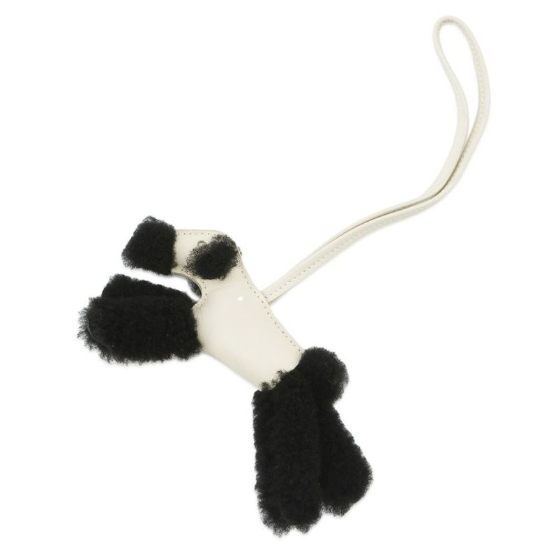 エルメス バッグチャーム バディ ブラック/クレ ラムスキン/ムートン W刻印 HERMES チャーム