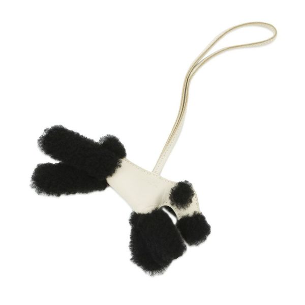 エルメス バッグチャーム バディ ブラック/クレ ラムスキン/ムートン W刻印 HERMES チャーム