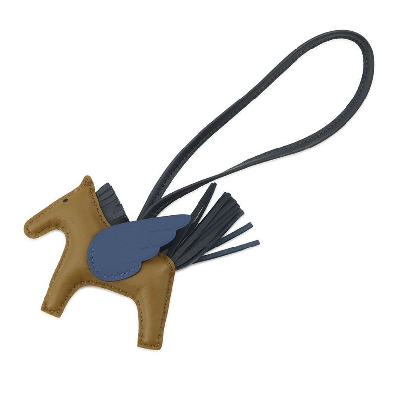 エルメス バッグチャーム ロデオPM ペガサス クラフト/ブルータイ/ブルーニュイ ラムスキン W刻印