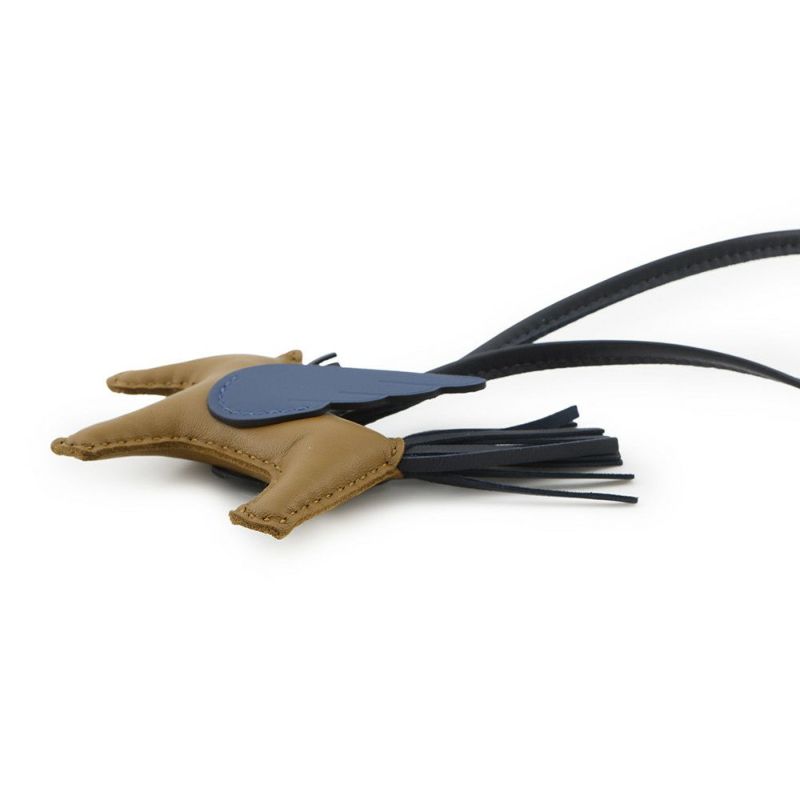 エルメス バッグチャーム ロデオPM ペガサス クラフト/ブルータイ/ブルーニュイ ラムスキン W刻印