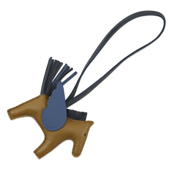 エルメス バッグチャーム ロデオPM ペガサス クラフト/ブルータイ/ブルーニュイ ラムスキン W刻印