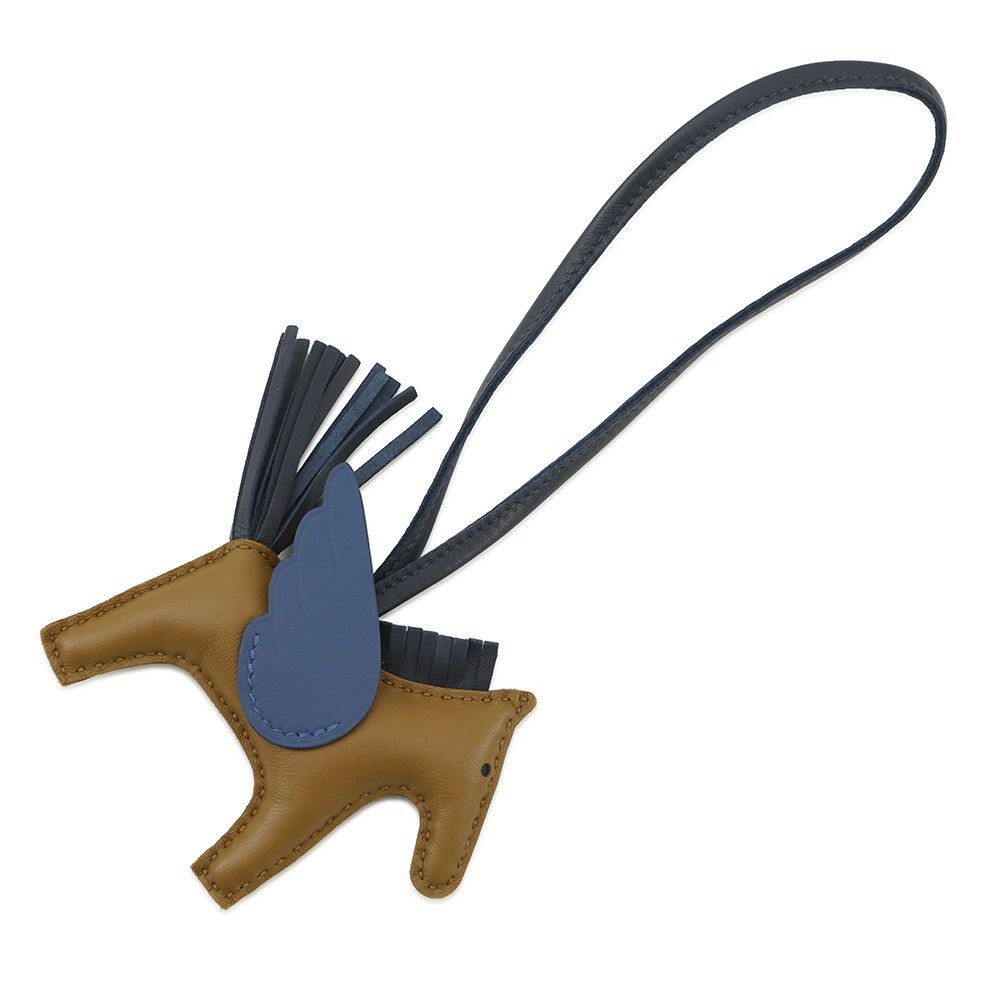 エルメス バッグチャーム ロデオPM ペガサス クラフト/ブルータイ/ブルーニュイ ラムスキン W刻印