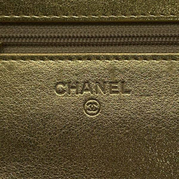 シャネル チェーンウォレット クロコ型押しレザー ココマーク CHANEL 財布