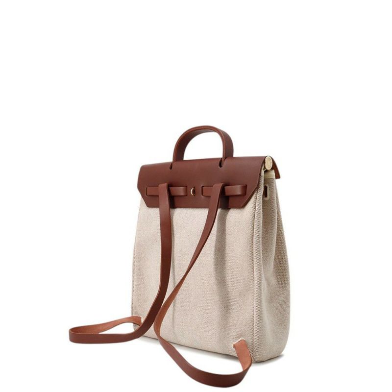 エルメス リュックサック エールバッグ アドPM エクリュ/ブラウン/ゴールド金具 トワルアッシュ/バッシュハンター □F刻印