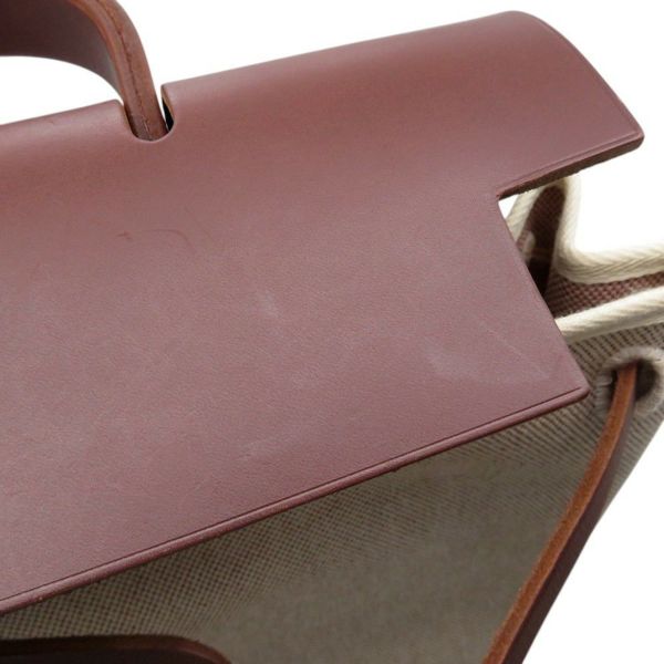 エルメス リュックサック エールバッグ アドPM エクリュ/ブラウン/ゴールド金具 トワルアッシュ/バッシュハンター □F刻印