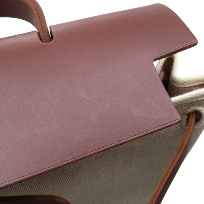 エルメス リュックサック エールバッグ アドPM エクリュ/ブラウン/ゴールド金具 トワルアッシュ/バッシュハンター □F刻印