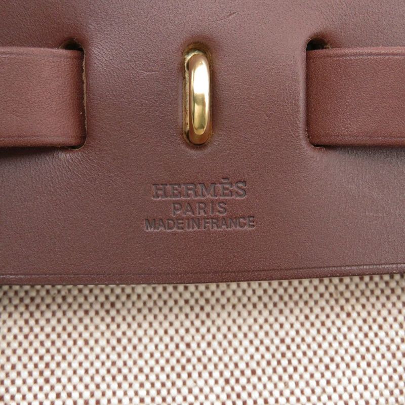 エルメス リュックサック エールバッグ アドPM エクリュ/ブラウン/ゴールド金具 トワルアッシュ/バッシュハンター □F刻印