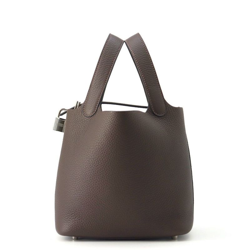 エルメス ハンドバッグ ピコタンロックPM エベンヌ/シルバー金具 トリヨンクレマンス K刻印 HERMES トートバッグ