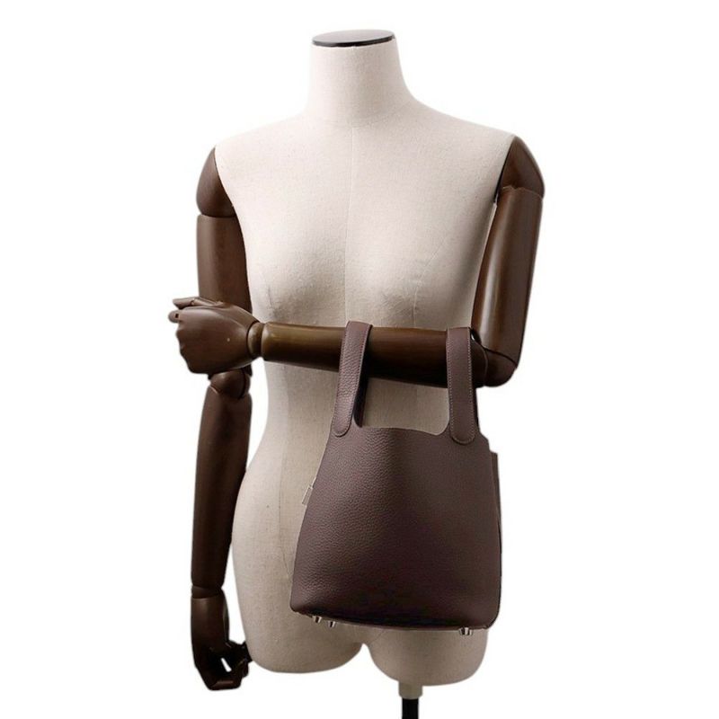 エルメス ハンドバッグ ピコタンロックPM エベンヌ/シルバー金具 トリヨンクレマンス K刻印 HERMES トートバッグ