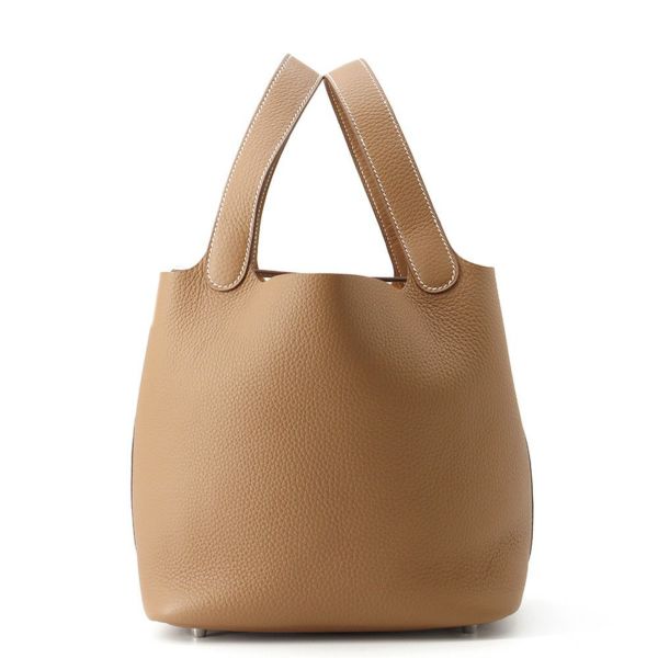 エルメス ハンドバッグ ピコタンロックMM ゴールド/シルバー金具 トリヨンクレマンス K刻印 HERMES トートバッグ