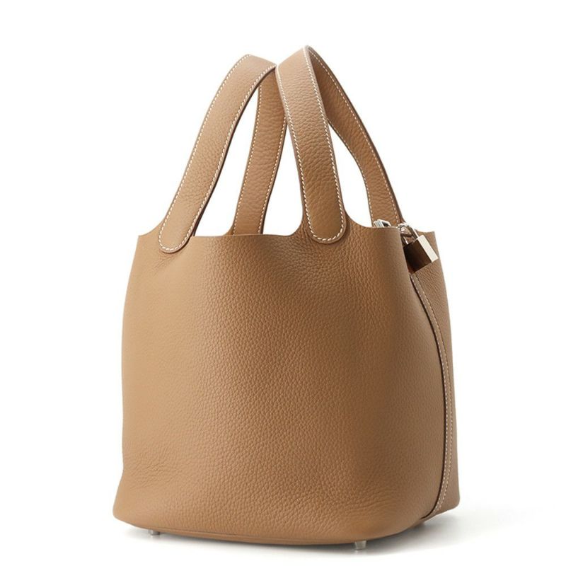 エルメス ハンドバッグ ピコタンロックMM ゴールド/シルバー金具 トリヨンクレマンス K刻印 HERMES トートバッグ