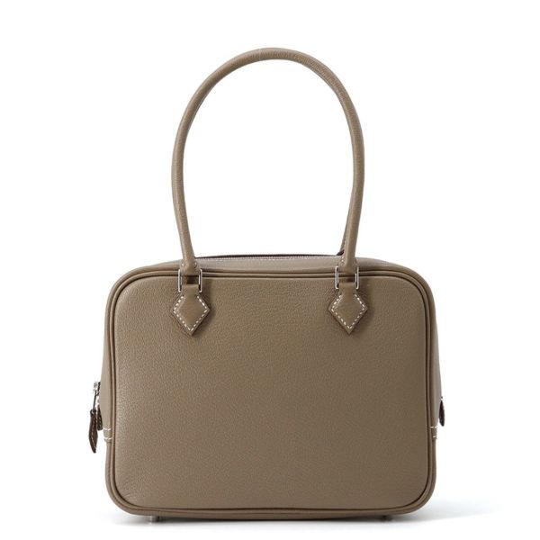 エルメス ハンドバッグ プリュム ミニ エトゥープ/シルバー金具 シェブルミゾル K刻印 HERMES バッグ シェーブル